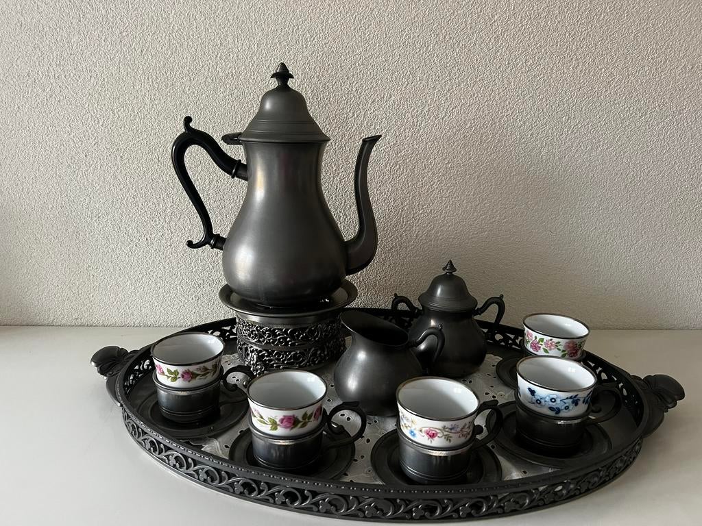 Prachtig Tinnen Servies met Bareuther Waldsassen Porselein, Antiek en Kunst, Ophalen of Verzenden