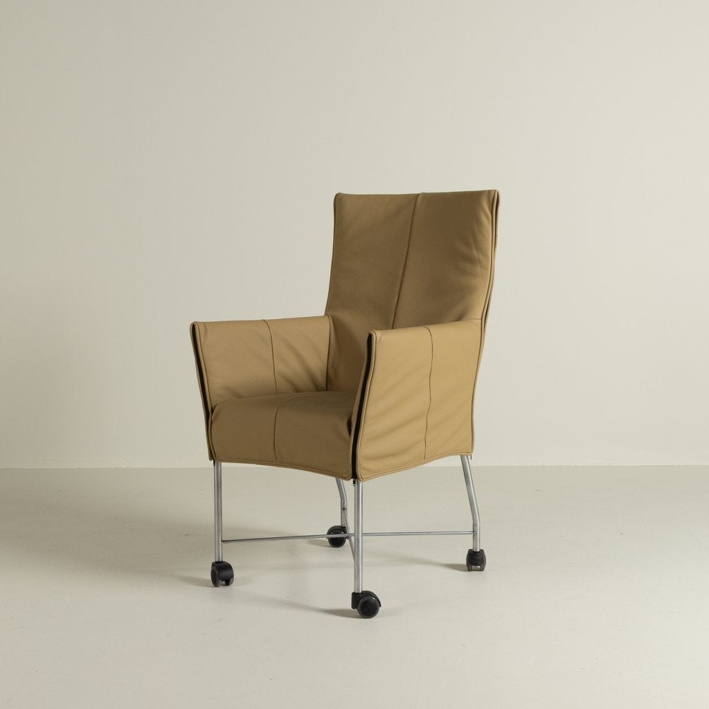 Montis Chaplin Stoel Mustard Leer - Aluminium (Op Wielen), Huis en Inrichting, Niet ingevuld, Zo goed als nieuw, Niet ingevuld