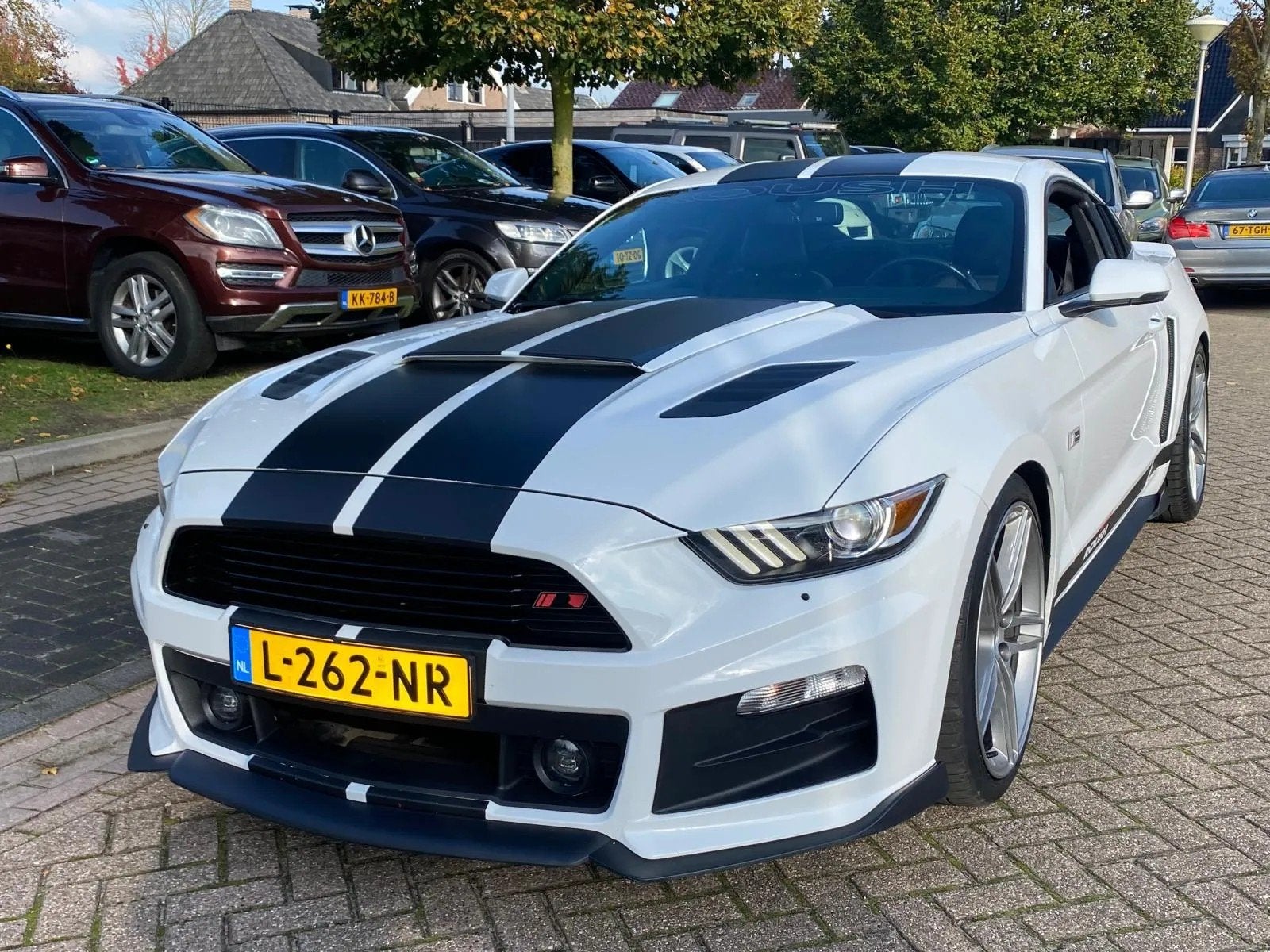 Ford Mustang 5.0 V8 GT Roush Stage 2 Wit 2015 Handgeschakeld, 4 stoelen, Wit, Leder, Bedrijf