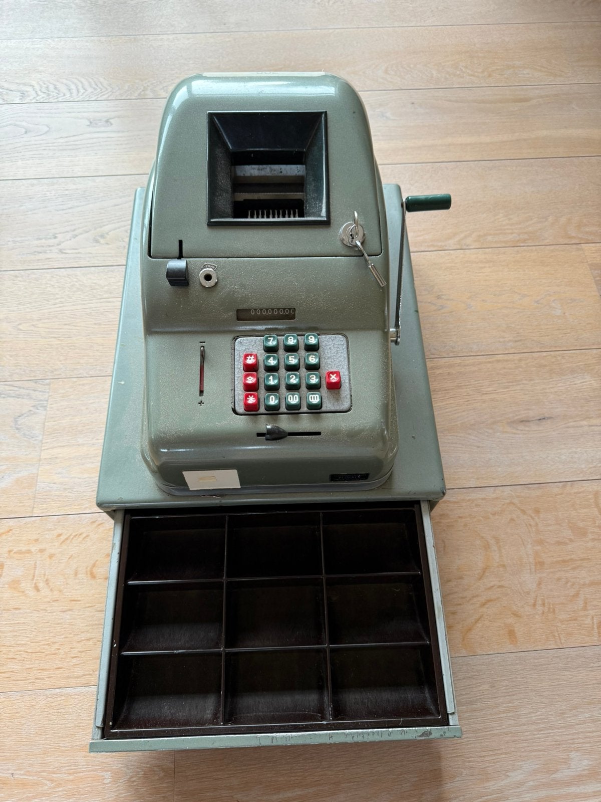 Antiek grijs/groen industrieel kasregister-Decoratie, Ophalen