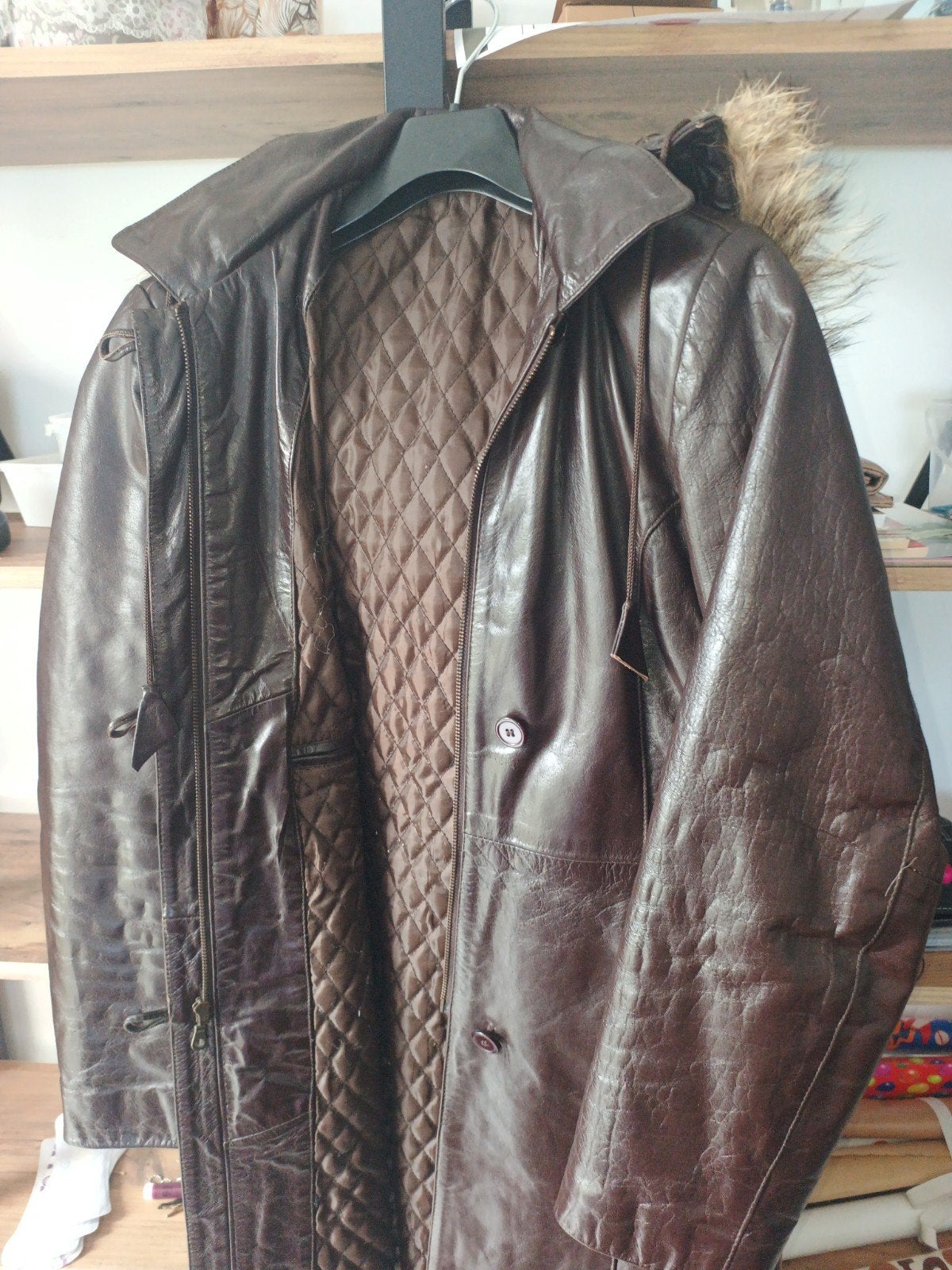 Echt leren jas, bruin maat 40, donker bruin, z.g.a.n., Kleding | Dames, Jassen | Winter, Ophalen, Zo goed als nieuw, Maat 38/40 (M)