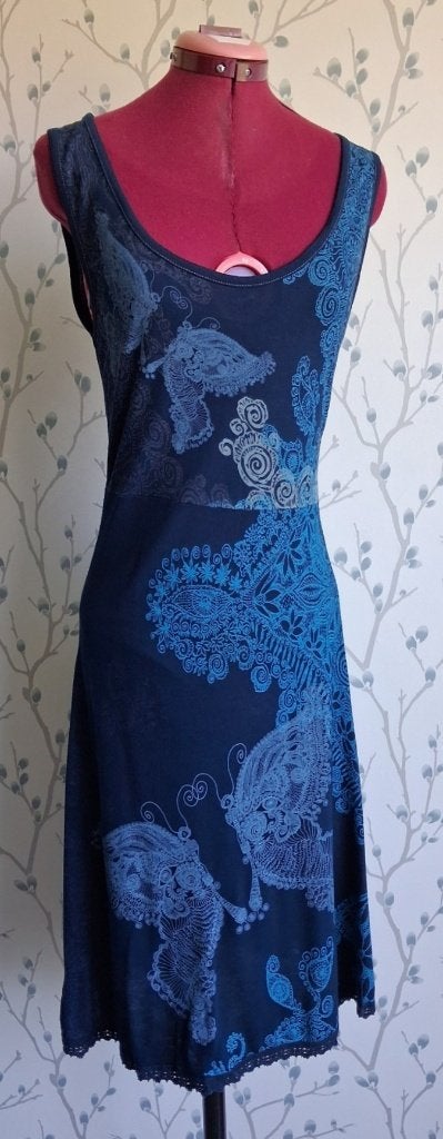 DESIGUAL Donker-Blauw Zomerjurkje maat S, Blauw, Ophalen of Verzenden, Zo goed als nieuw, Boven de knie