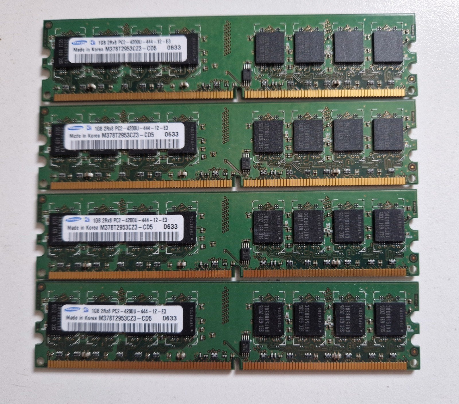 4x 1GB Samsung DDR2 PC2-4200U RAM Geheugenmodules, Computers en Software, Ophalen, Gebruikt, DDR2, Desktop