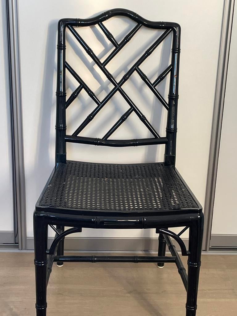 Twee Vintage faux bamboo chippendale stoelen, Huis en Inrichting, Ophalen, Gebruikt, Twee, Zwart