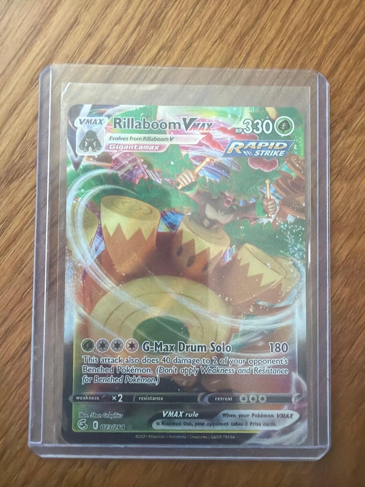 Rillaboom VMAX Pokémon Kaart - Rapid Strike 023/263, Ophalen, Zo goed als nieuw, Losse kaart