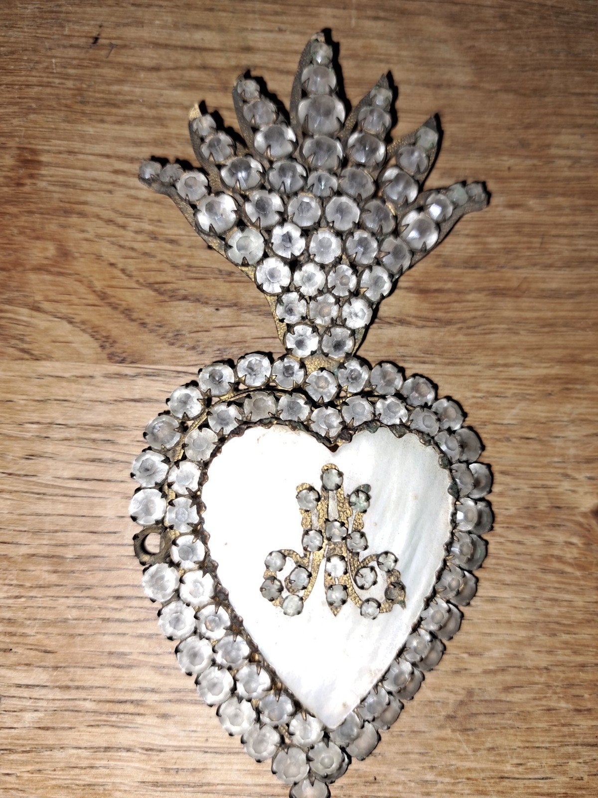 Antiek Ex Voto Heilig Hart Medaillon., Antiek en Kunst, Ophalen of Verzenden