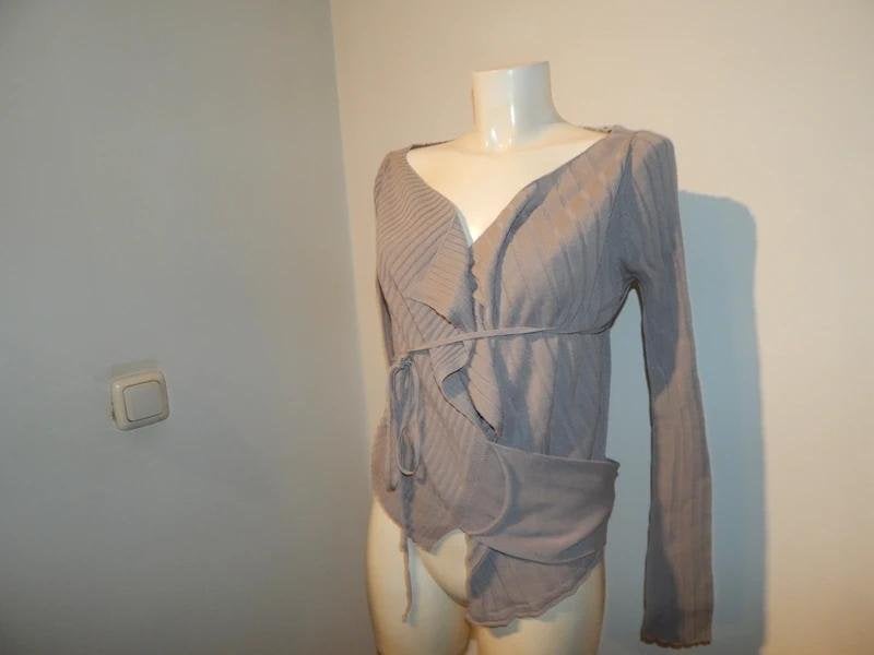 Sarah Pacini grijs wikkel vest flap vintage vest one size, Verzenden, Sarah Pacini, Maat 46/48 (XL) of groter, Zo goed als nieuw