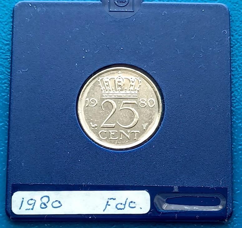 25 cent 1980 - Juliana UNC, Postzegels en Munten, Munten | Nederland, Verzenden, Koningin Juliana, 25 cent, Losse munt
