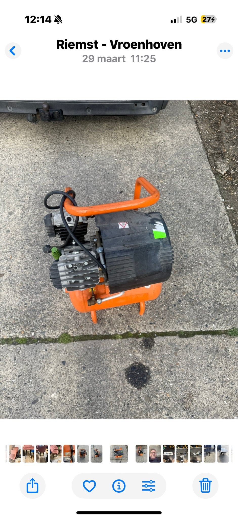 Gebruikte compressor - Ideaal voor diverse klussen, Gebruikt, 10 bar of meer, Ophalen of Verzenden, Minder dan 200 liter/min