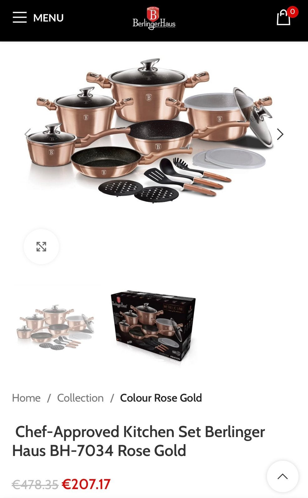 Nieuwe Berlinger Haus 15-delige Pannenset – Rose Gold, Pannenset, Ophalen of Verzenden, Antiaanbaklaag, Berlinger Haus
