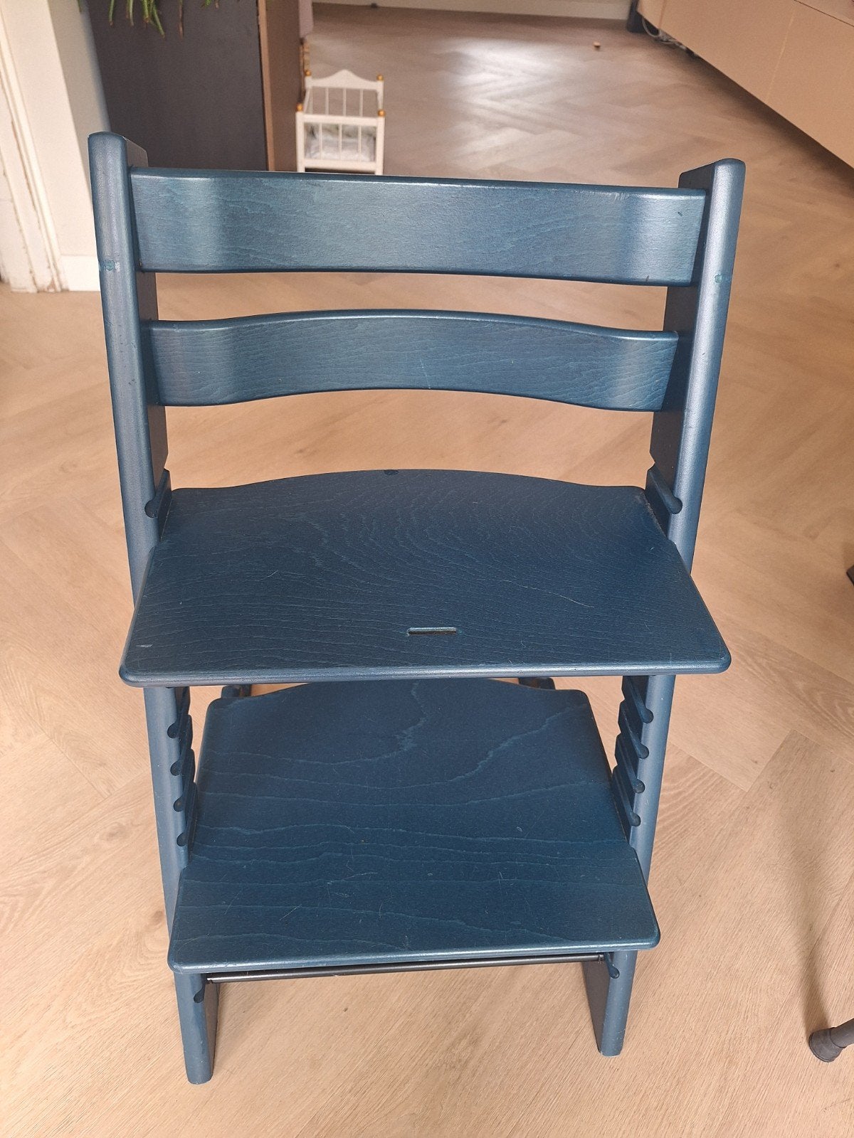 Stokke Tripp Trapp kinderstoel met babyset - Blauw, Ophalen, Gebruikt, Meegroeistoel, Stoelverkleiner