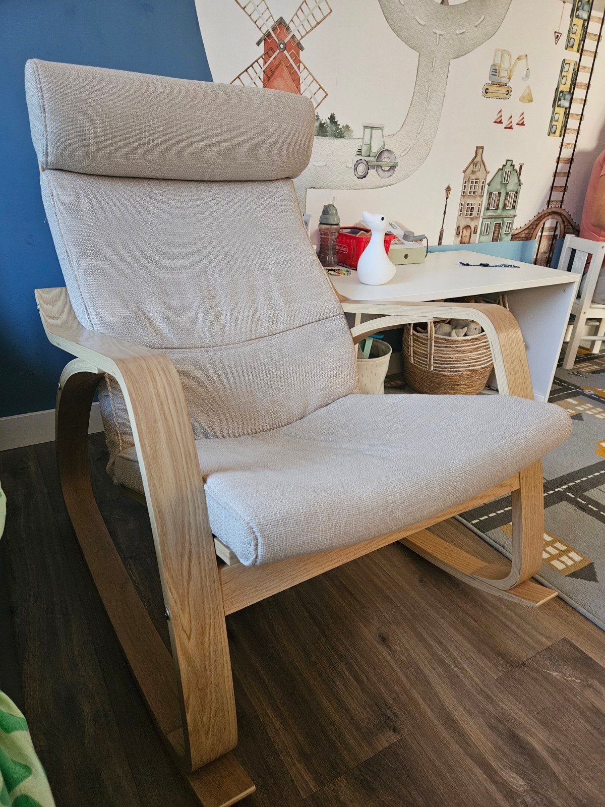 Ikea Poäng schommelstoel beige - Zo goed als nieuw!, Ophalen, 75 tot 100 cm, Zo goed als nieuw, Stof