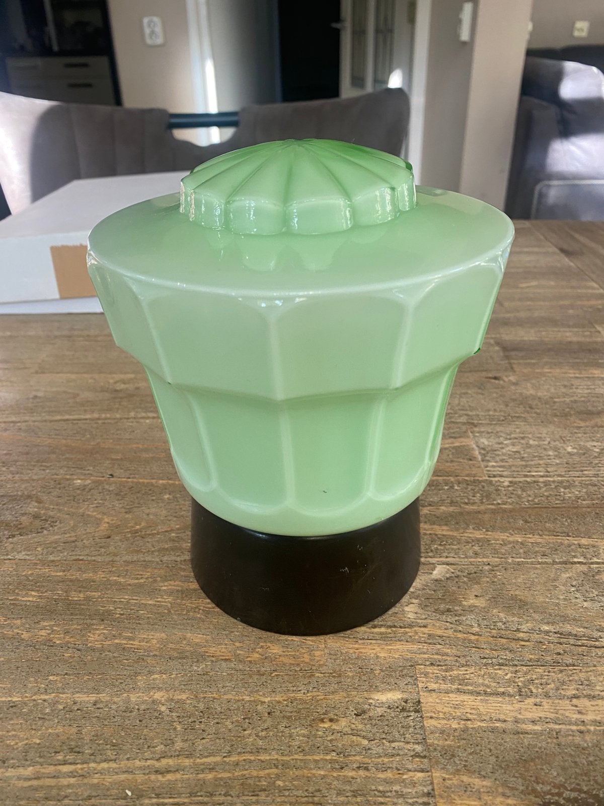 Art deco Thabur lamp jaren 30 groen opaline, Ophalen of Verzenden, Zo goed als nieuw, Groen, Schaal