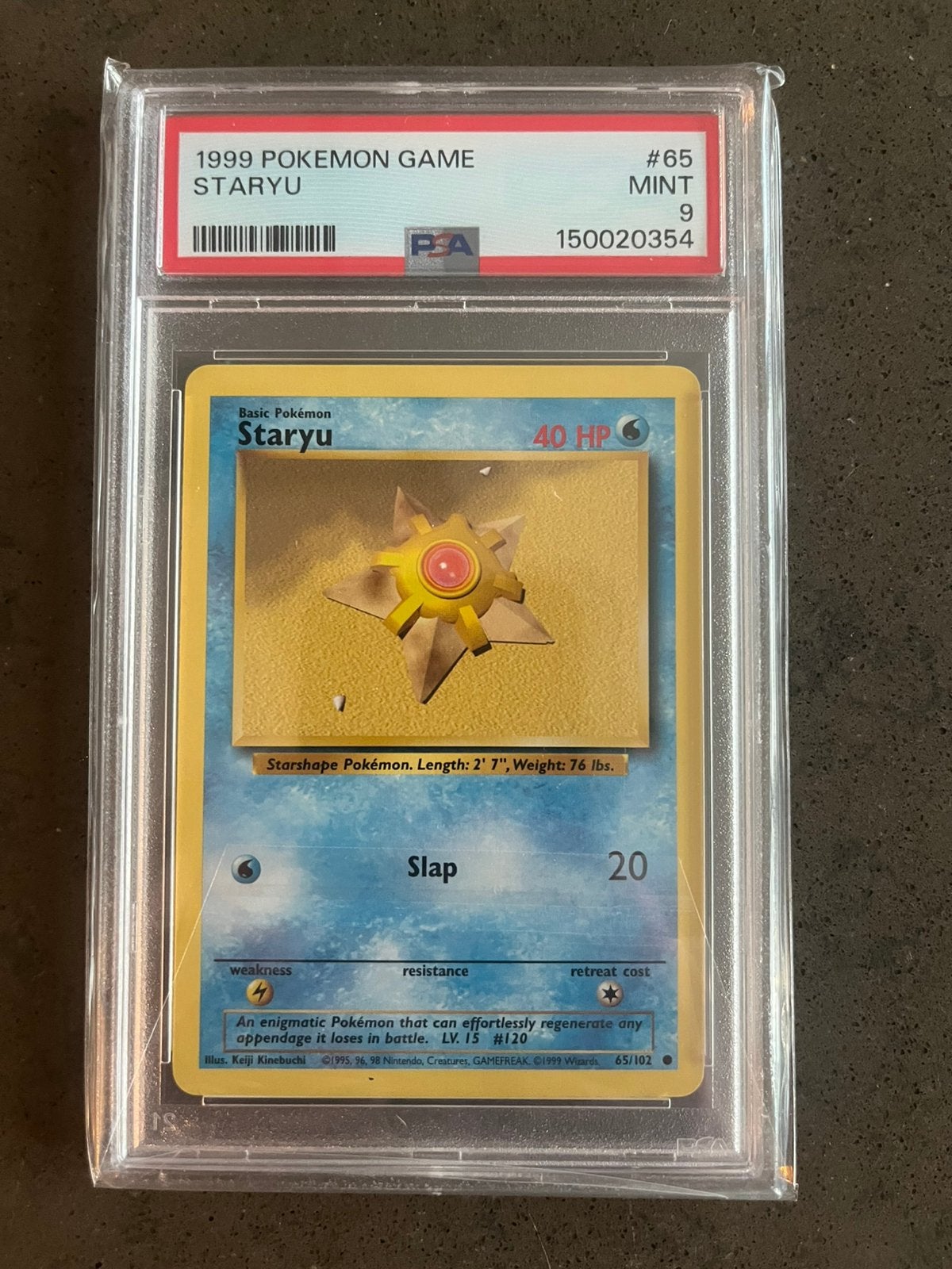 Staryu PSA 9 - Pokemon Base Set 1999, Ophalen of Verzenden, Zo goed als nieuw, Losse kaart