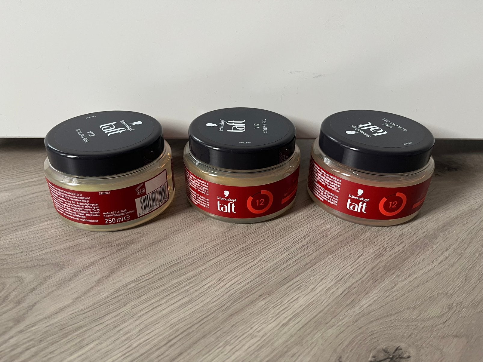 3 potten Taft styling gel 250 ml, Ophalen, Nieuw, Gel, Wax, Haarlak of Mousse