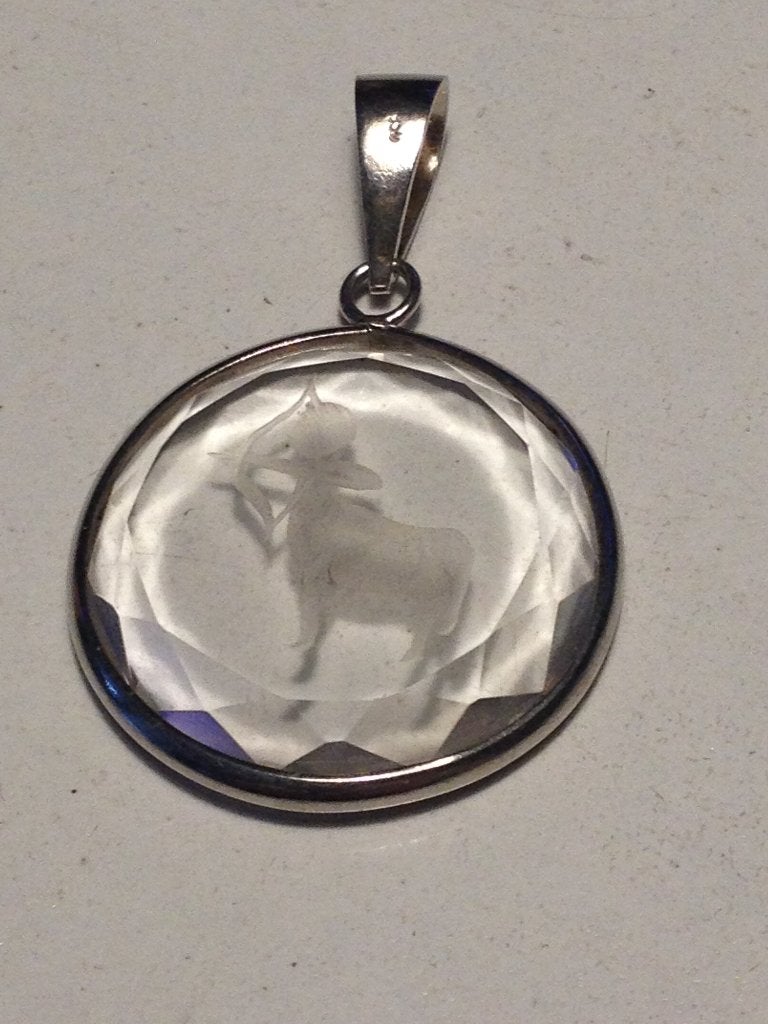 antieke zilveren hanger met kristal boogschutter, Verzenden, Zilver, Hanger, Met edelsteen