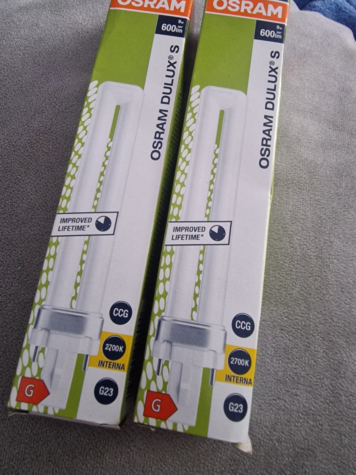 2x OSRAM DULUX S 9W/827 G23 Spaarlamp 2700K Warm Wit, Ophalen of Verzenden, Nieuw, Modern