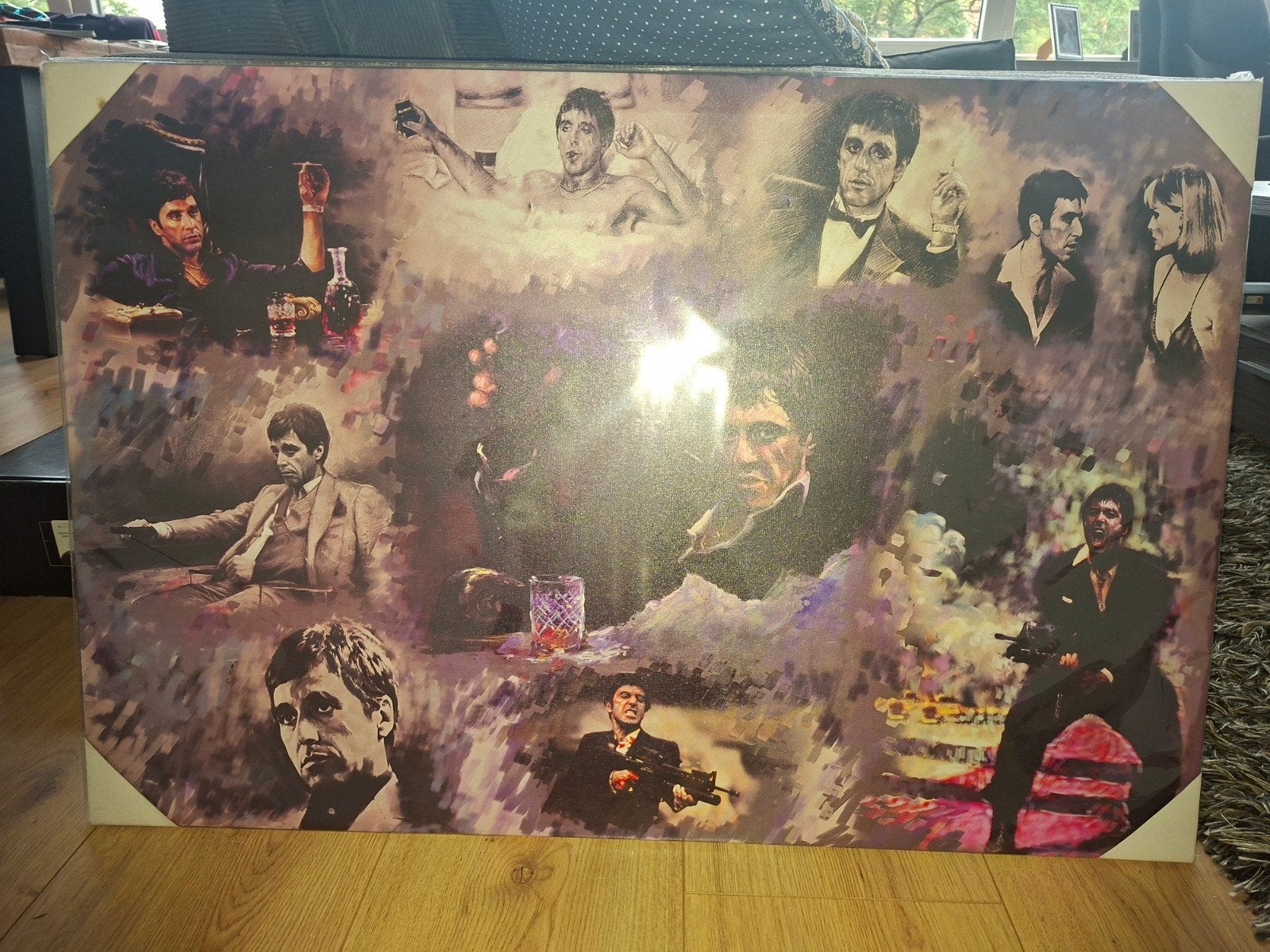Scarface Tony Montana Canvas Schilderij 90x60 cm Nieuw, Ophalen, 50 – 75, Nieuw, Schilderij