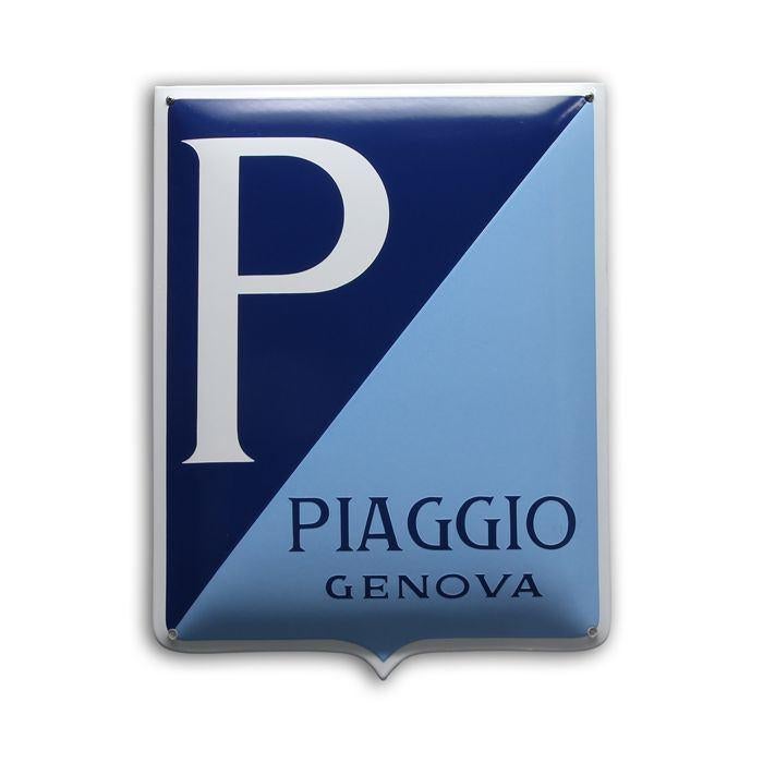Piaggio genova emaillen reclame decoratie bord garage, Ophalen of Verzenden, Zo goed als nieuw, Reclamebord