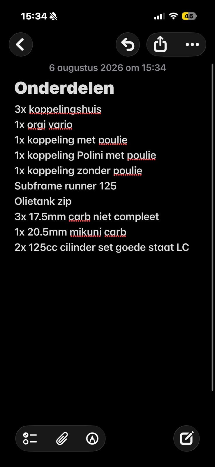 Scooter onderdelen Piaggio, Ophalen, Overige typen