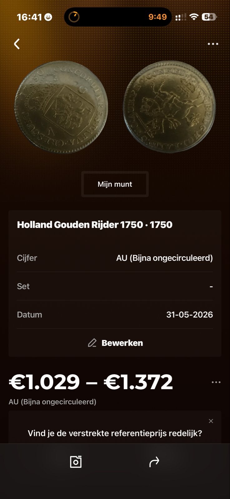 Holland Gouden Rijder 1750 - Bijna ongecirculeerd, Vóór koninkrijk, Losse munt, Goud, Overige waardes