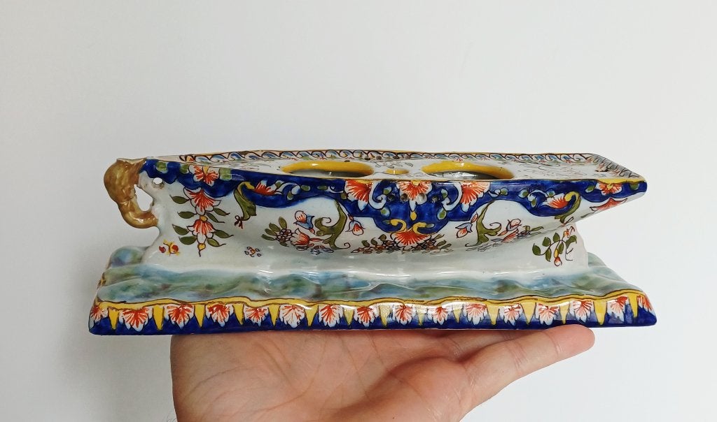 Antiek Frans aardewerk inksetje, Antiek en Kunst, Antiek | Keramiek en Aardewerk, Ophalen of Verzenden