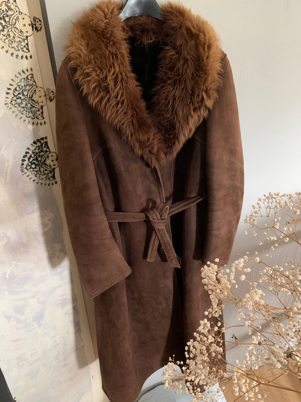 Vintage lammy coat M bohemian gevoerde winterjas ceintuur, Kleding | Dames, Maat 38/40 (M), -, Ophalen of Verzenden, Zo goed als nieuw