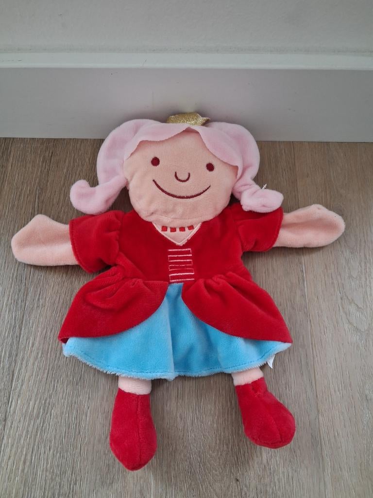 Knuffel handpop prinses fee Hema rood blauw roze L565, Ophalen of Verzenden, Zo goed als nieuw, Overige typen