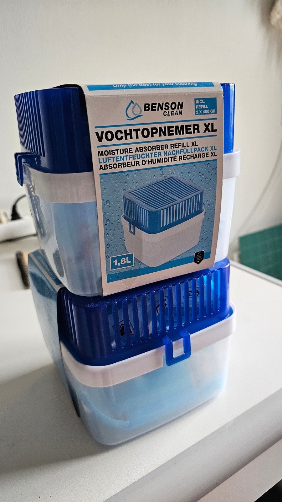 2 x Benson Clean Vochtopnemer XL 1.8L met navulzak, Ophalen of Verzenden