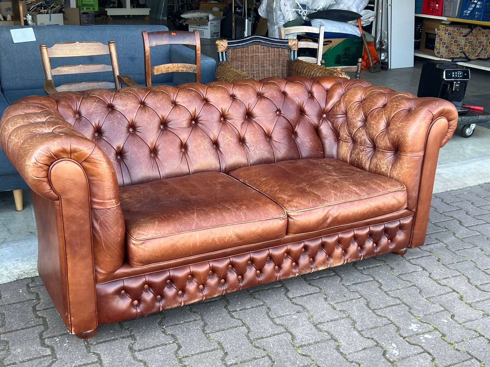 Chesterfield bank Bendic International - Gebruikt, Ophalen, Gebruikt, Leer