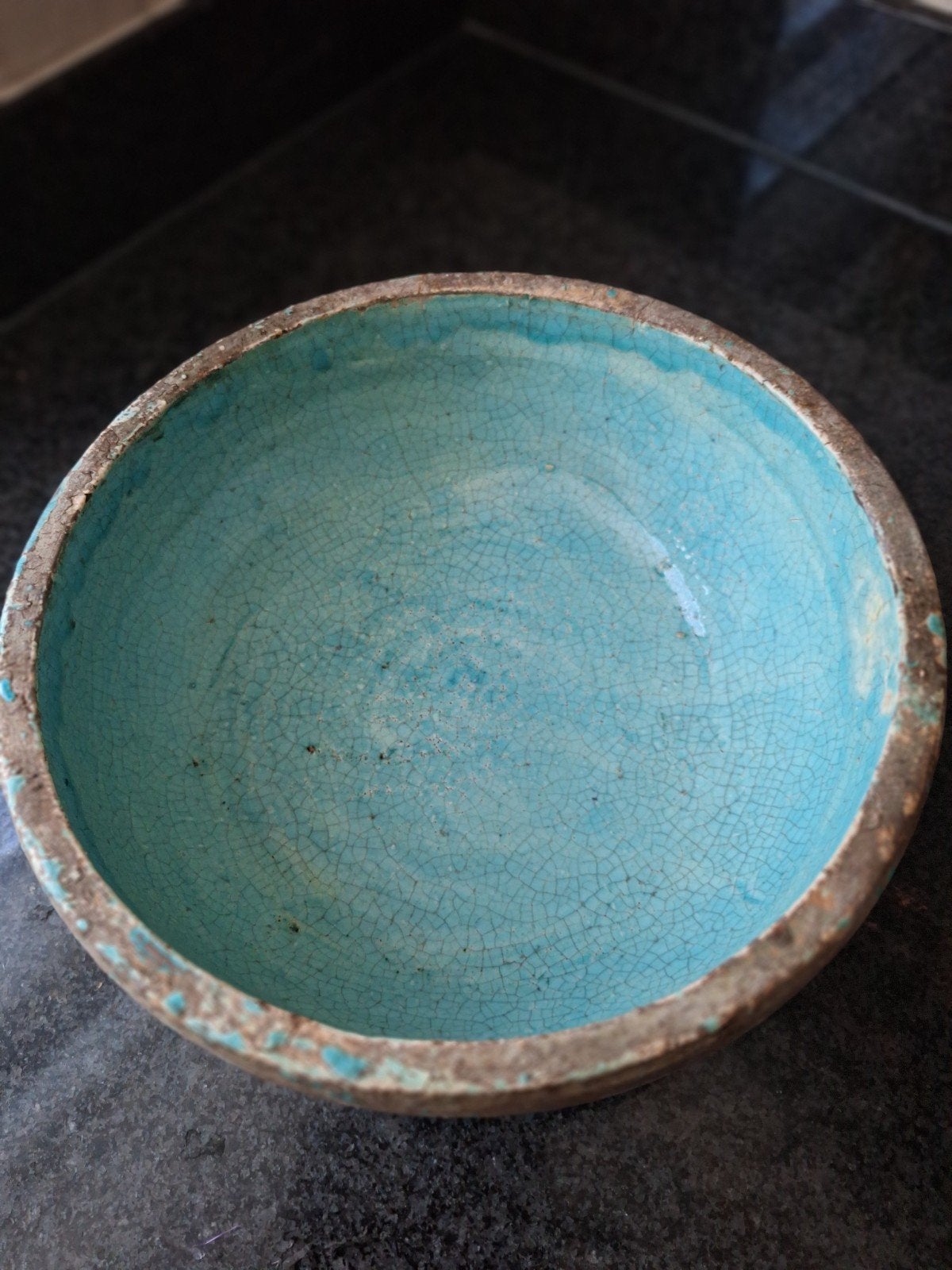 Mooie Stenen Geglazuurde Schaal/Bloembak, Ophalen, Steen, Minder dan 30 cm, Rond