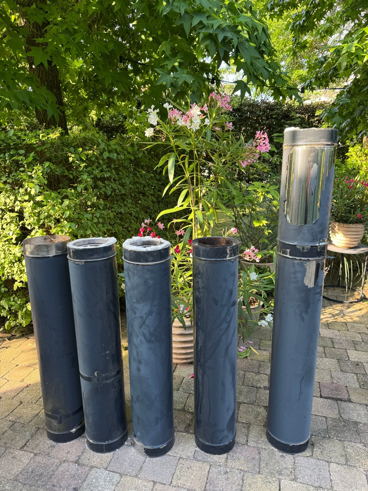 Dubbelwandige RVS rookgasafvoer 200mm voor houtkachel, Doe-het-zelf en Verbouw, Ophalen, Gebruikt, Kachel, 60 tot 150 cm