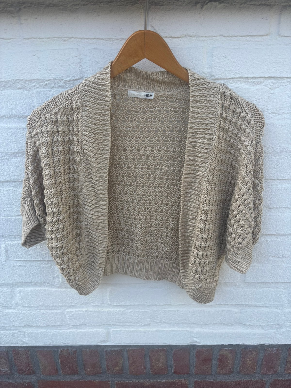 Gehaakt Y2K vestje bolero H&M maat S/M zomer lente layering, Ophalen of Verzenden, Zo goed als nieuw, Maat 38/40 (M), Beige