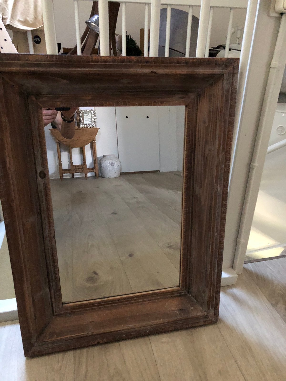 Spiegel houten lijst, Ophalen of Verzenden, Rechthoekig
