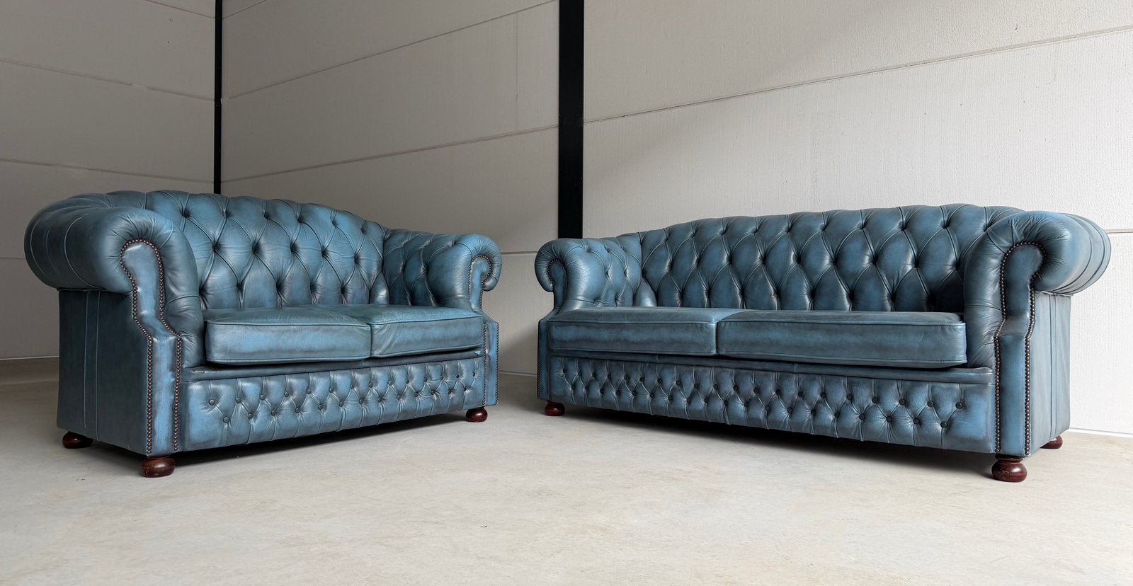 SETPRIJS Vintage Engels Chesterfield bankstel, ., 75 tot 100 cm, Ophalen of Verzenden, Zo goed als nieuw