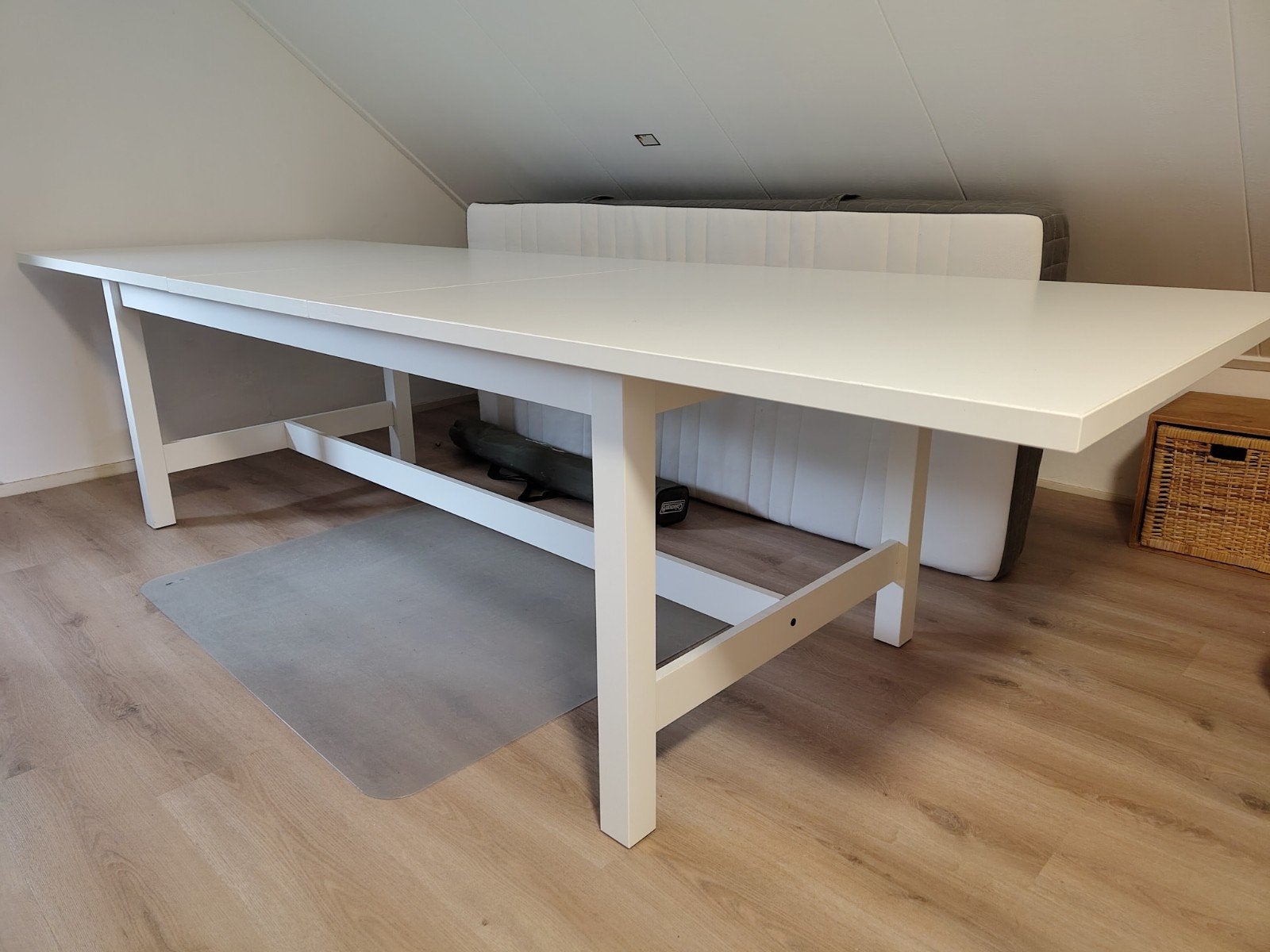 Uitschuifbare eettafel wit ca 240/300x100cm, Ophalen, Gebruikt, 200 cm of meer, Ikea Norden