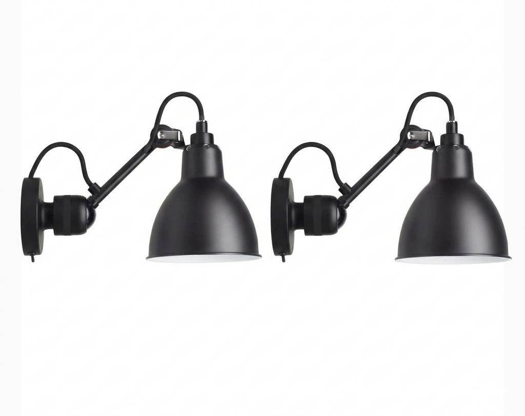 2x DCW éditions Lampe Gras N304 wandlamp zwart bedlampen, Ophalen of Verzenden, Nieuw, Metaal
