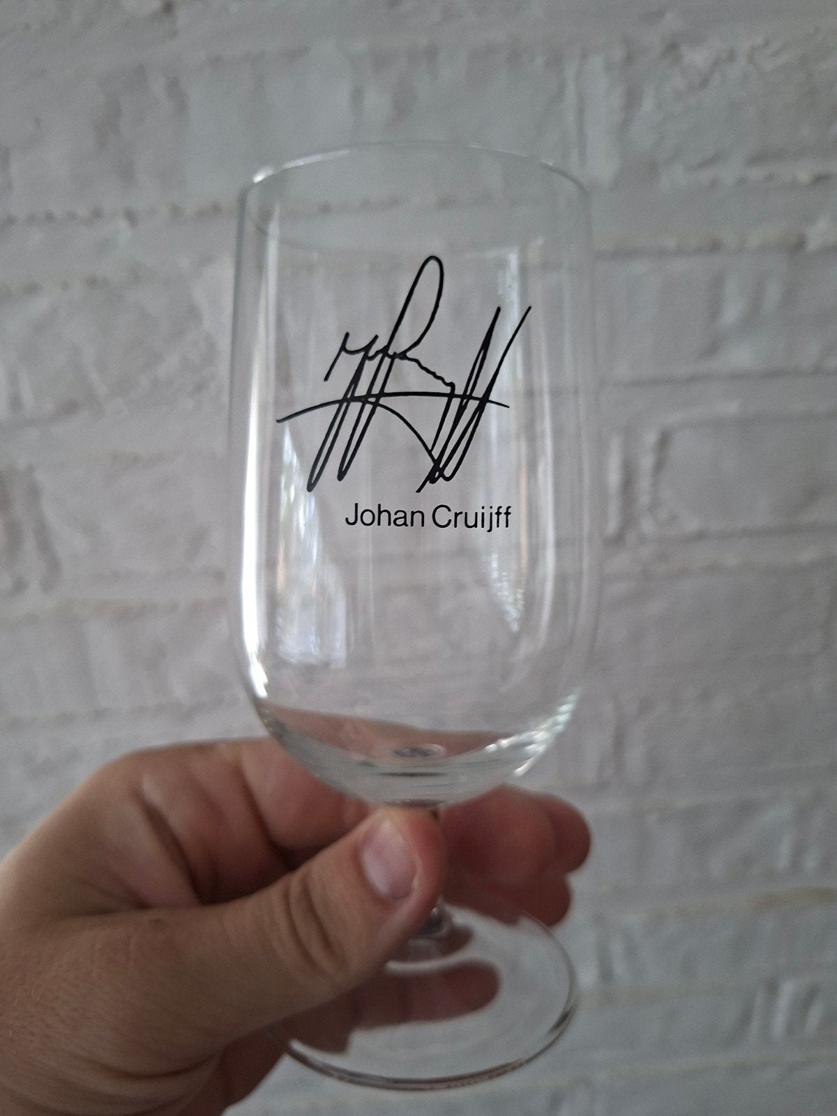 Ajax Leerdam glas - Johan Cruijff - met handtekening, Ophalen of Verzenden, Zo goed als nieuw, Ajax, Overige typen