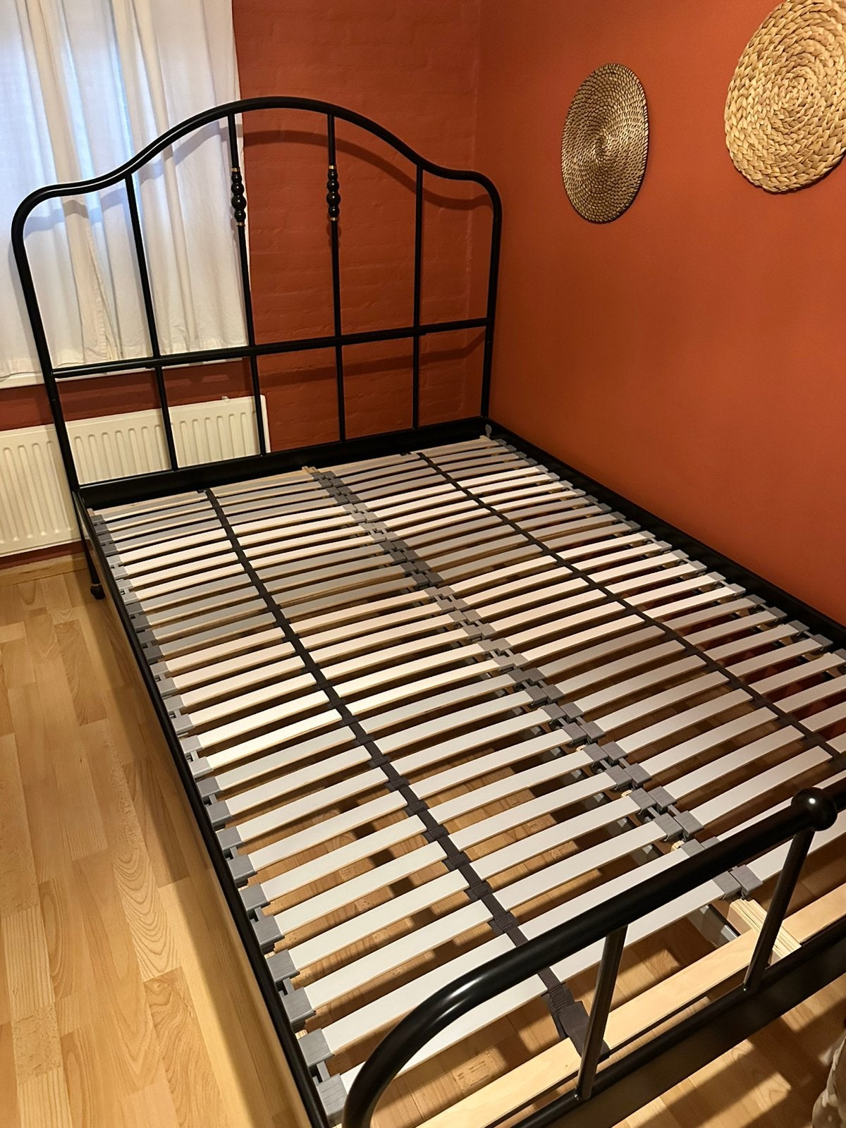 Zwart ijzeren Bed 140x200 IKEA, Ophalen, Zwart, Tweepersoons, 140 cm