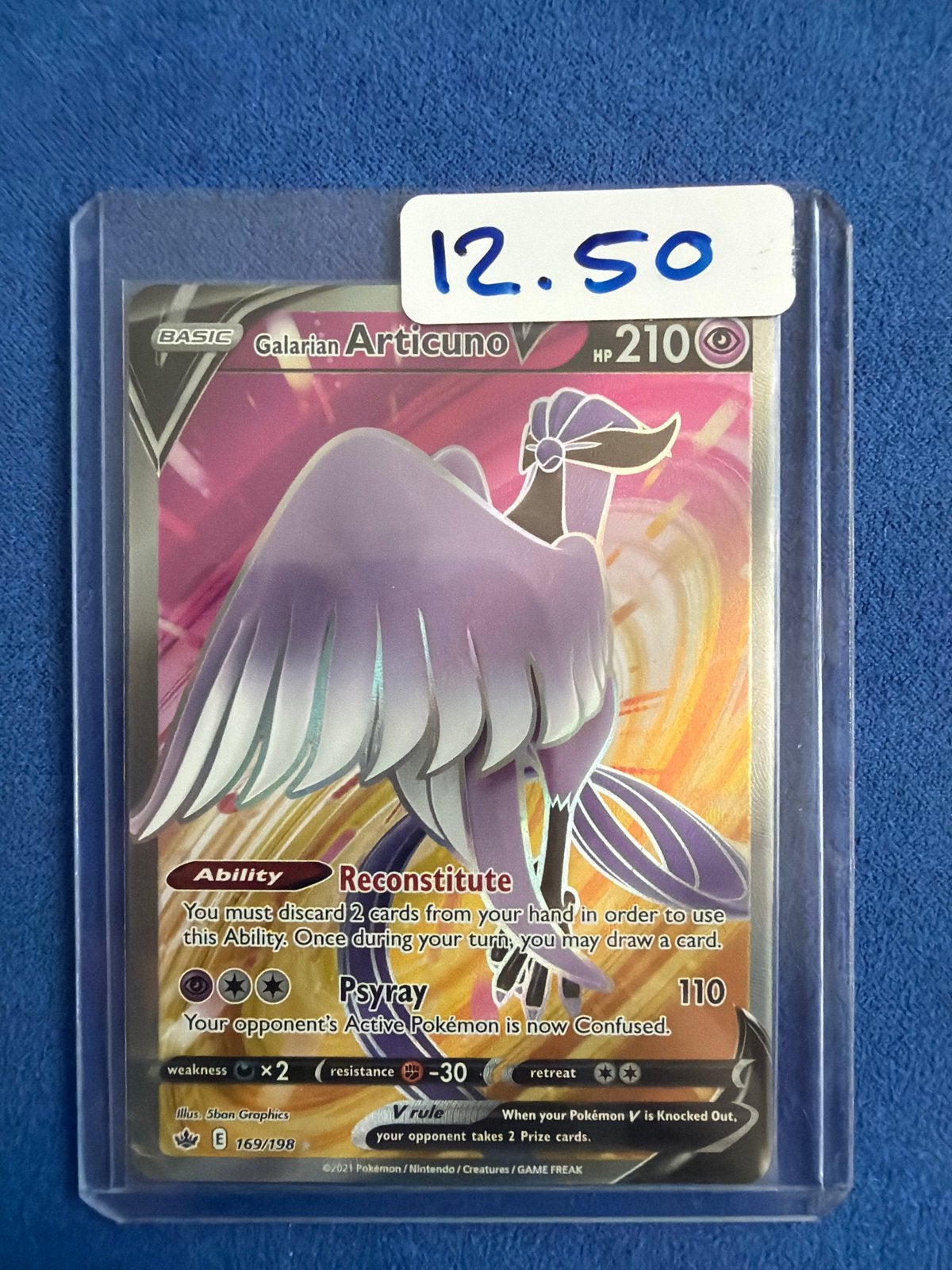 Galarian Articuno V Pokémon Kaart 169/198, Ophalen of Verzenden, Zo goed als nieuw, Losse kaart
