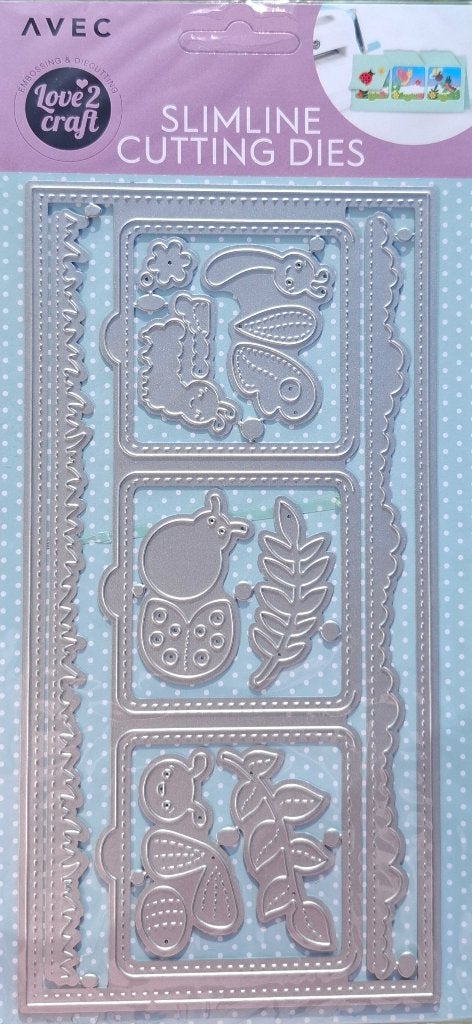 Snijmallen nr 49 Slimline: Rups, Vlinder, Lieveheersbeestje, Dieren, O, O, Nieuw