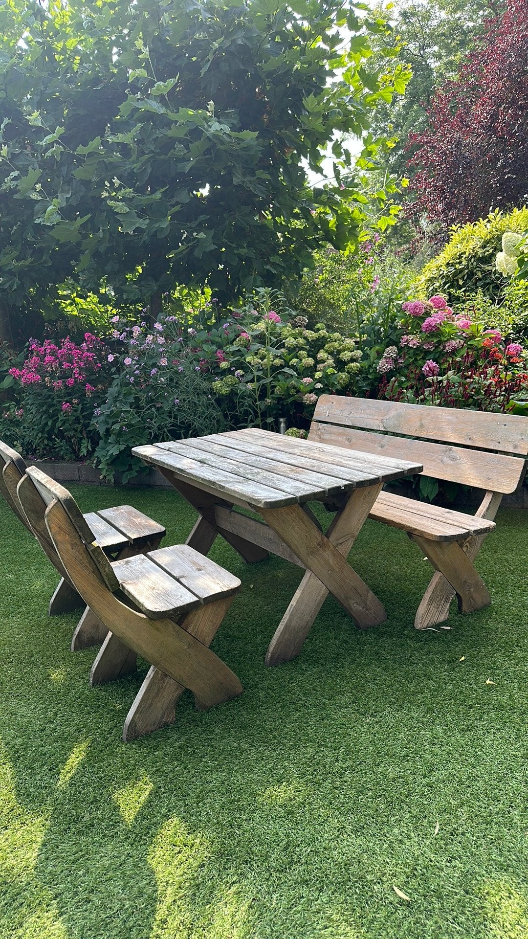 Houten picknick tuinset, Ophalen, Gebruikt, Rechthoekig, Hout