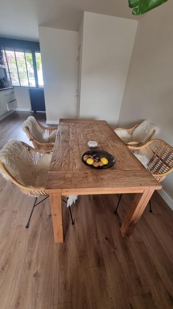 Houten eettafel, Ophalen, 50 tot 100 cm, Zo goed als nieuw, 150 tot 200 cm