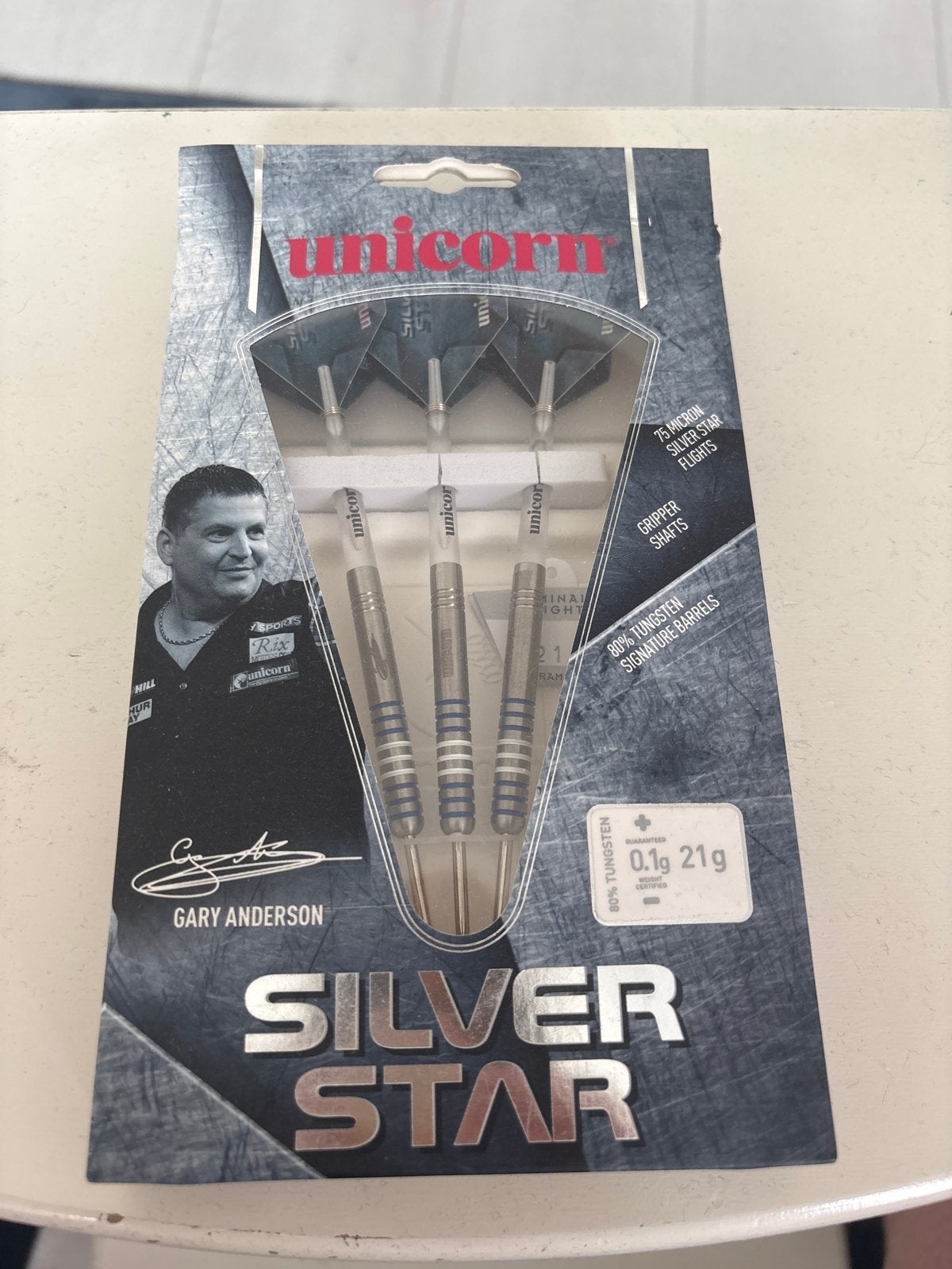 Unicorn Silver Star Gary Anderson Darts 21g - Nieuw in doos, Ophalen of Verzenden, Nieuw, Pijlen