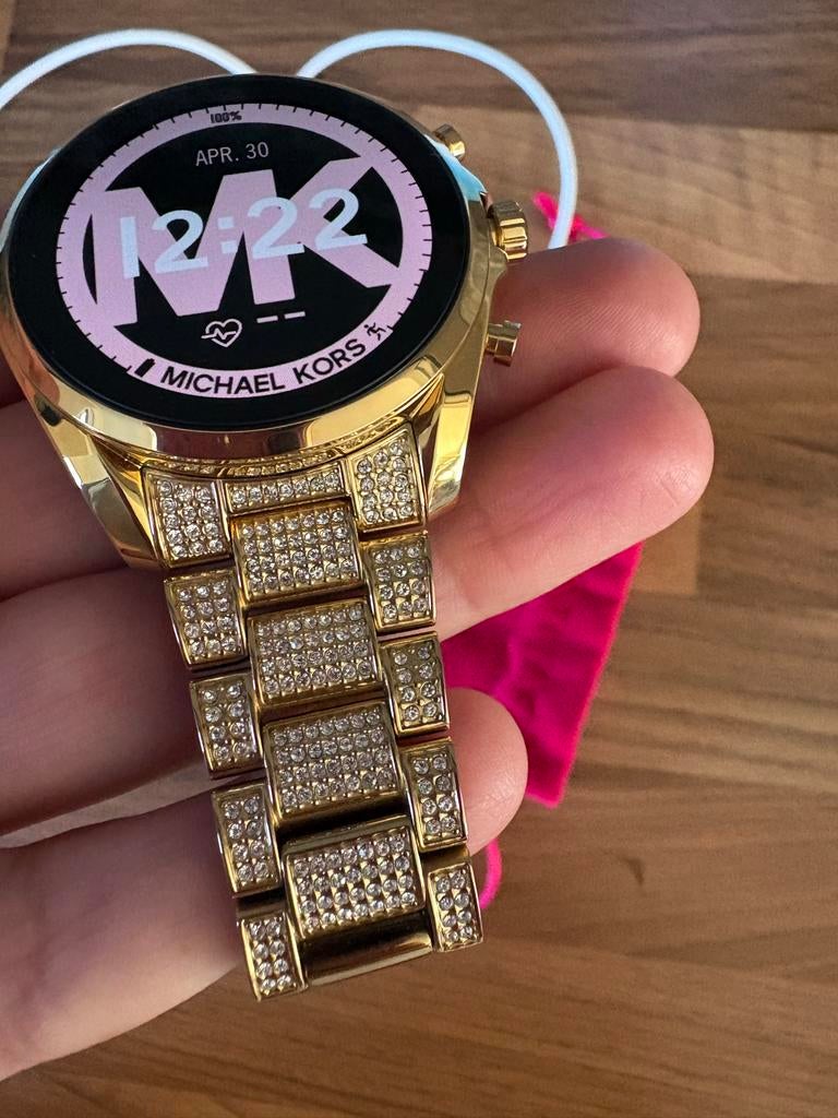 Michael Kors Smartwatch Goud met Steentjes - Zeer Goede Staa, Sieraden, Tassen en Uiterlijk, Smartwatches, Ophalen of Verzenden