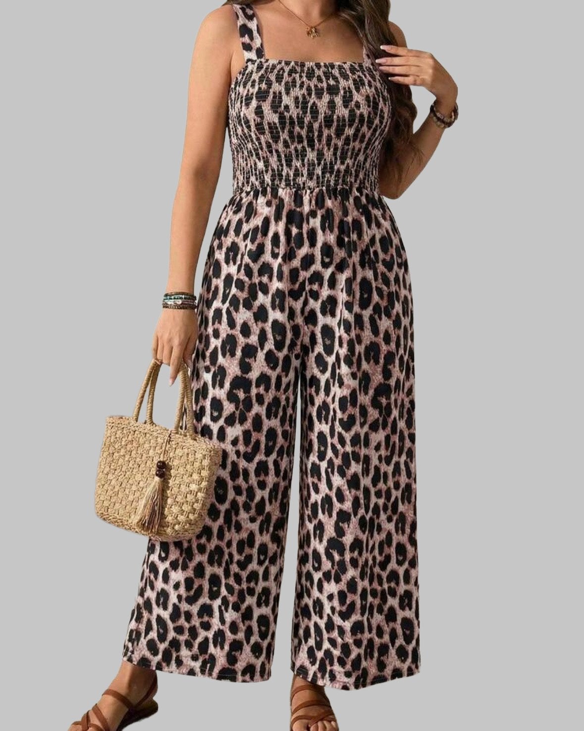 Leopardprint Jumpsuit Roze (44-52), Kleding | Dames, Verzenden, Nieuw, Roze, Broek of Spijkerbroek