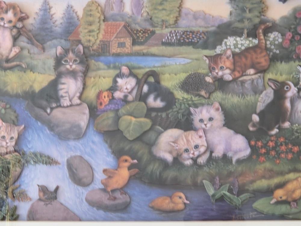 schilderij poezen, Antiek en Kunst, Kunst | Schilderijen | Klassiek, Ophalen