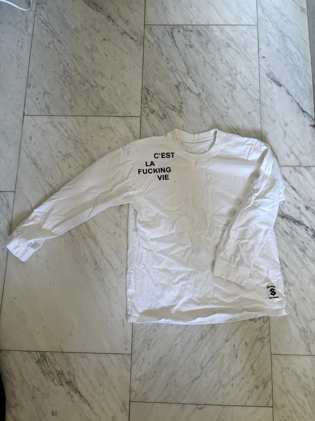 Lost WFKIV Longsleeve "C'EST LA FUCKING VIE" Maat M, Maat 48/50 (M), Swag, Wit, Ophalen of Verzenden