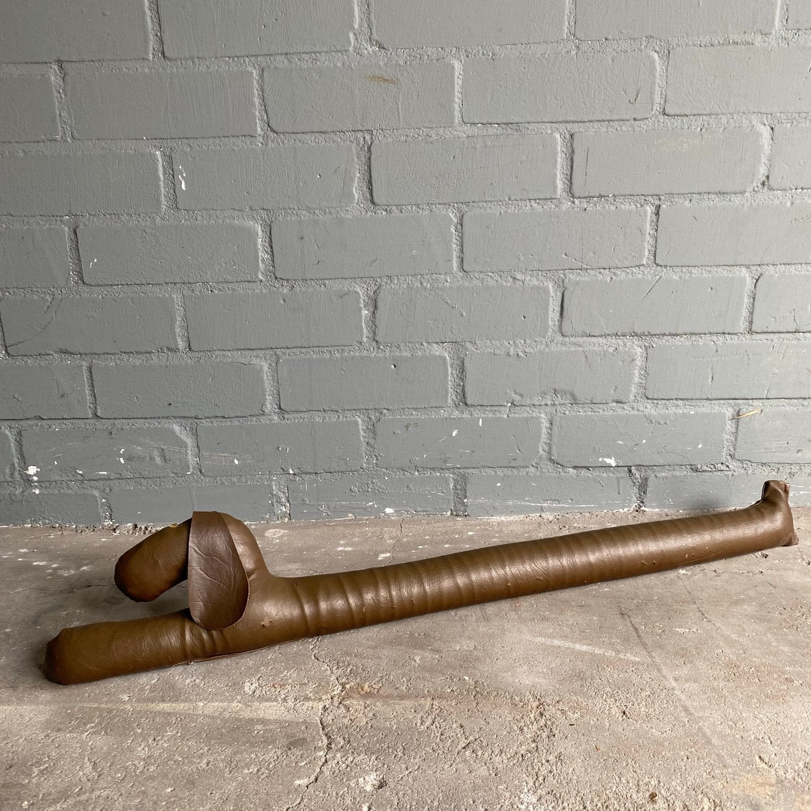 Vintage Teckel Tochtstopper - Bruin Leer, Vintage, Gebruikt, Leer, Ophalen of Verzenden