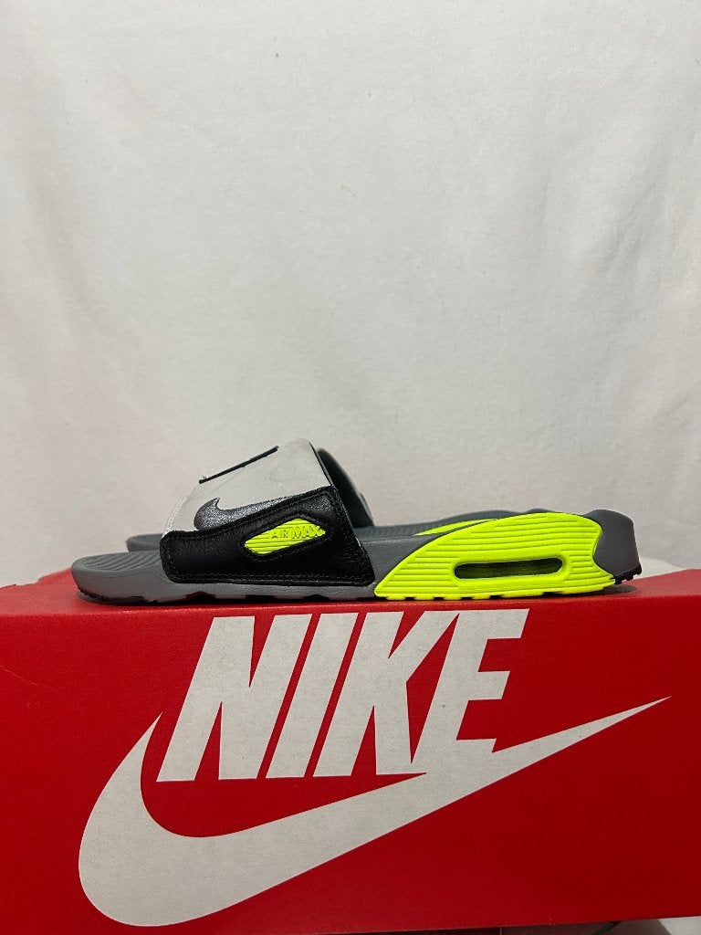 NIEUW + DOOS Maat 41 - Nike Air Max 90 Slide Grey Volt Black, Slippers, Overige kleuren, Verzenden, Nike